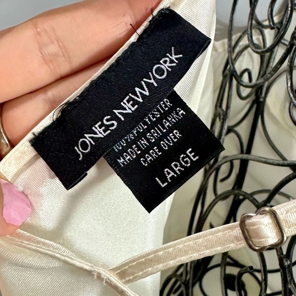 Jones New York white silky maxi slip dress size L - Picture 6 of 10